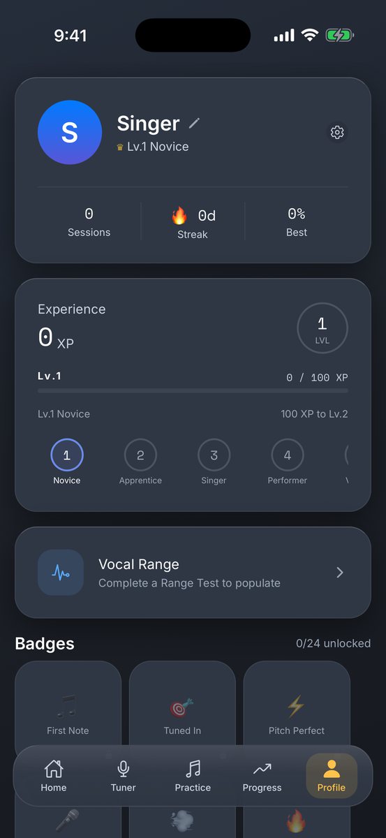 Pitchbird profile and badges